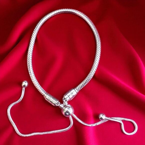 PANDORA Moments Snake Chain Slider Bracelet - Sterling Charm Bracelet for Women - Picture 7 of 11